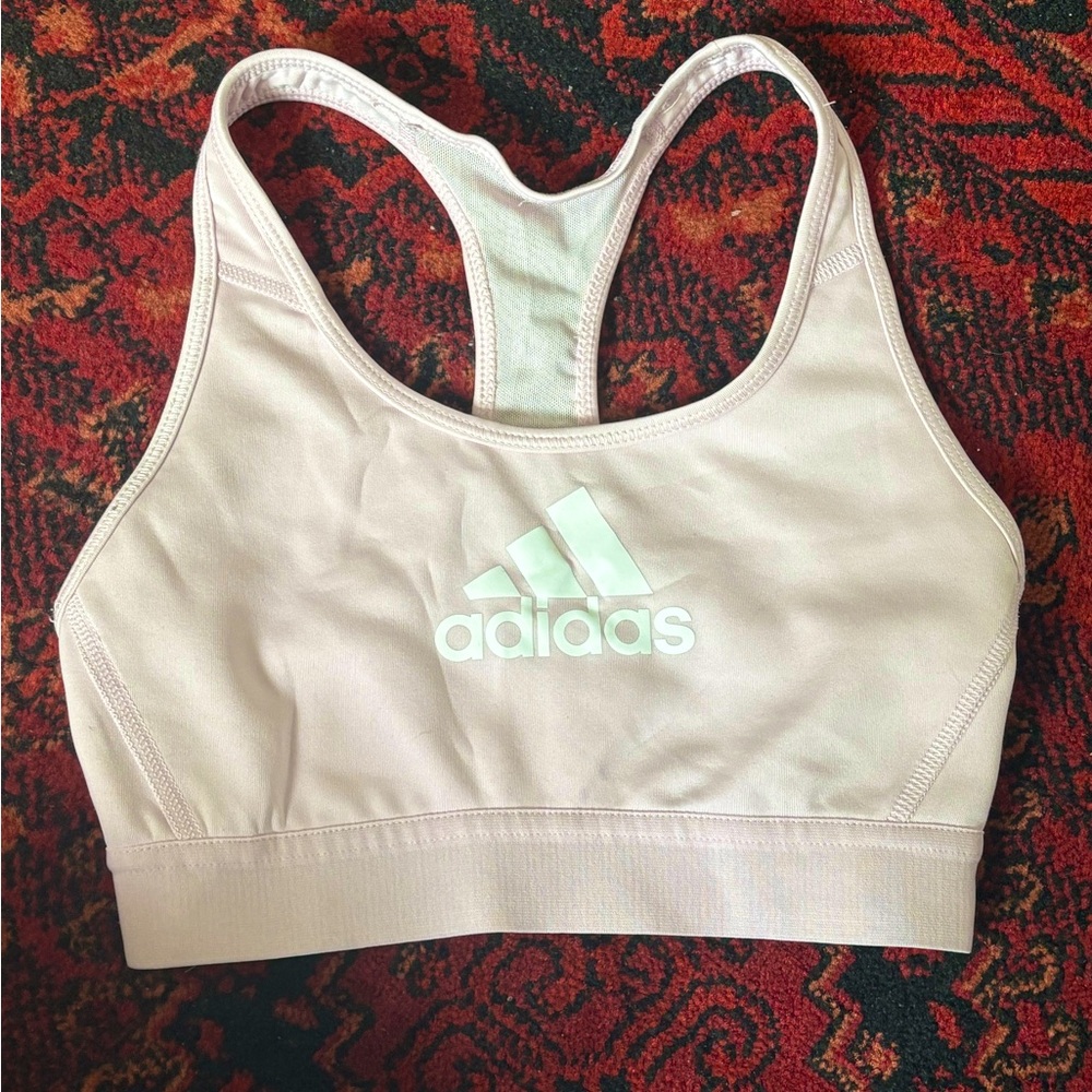 Light Pink Adidas Racerback Sports Bra with Mesh Back